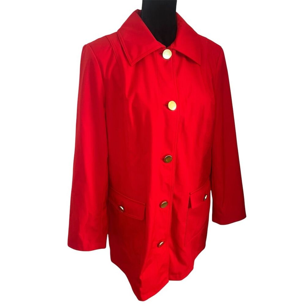 DENNIS BASSO STUNNING CLASSIC RED WATER RESISTANT JACKET WOMENS SIZE LARGE - Picture 3 of 7